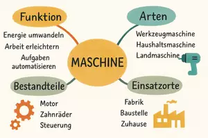 Vorschau - Arbeitsblätter - Lernposter + AB mit Fragen zum Thema "Maschine" + Lösungsblatt + Mindmap + Infografik - Seite 3