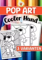 Vorschau - Mal- und Bastelvorlagen - Pop Art - Cooler Hund - Deckblatt