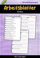 Vorschau - Arbeitsblätter - Ghana MEGABUNDLE - Wissenskartei, Lückentext, Steckbrief, Suchsel, Quizkarten, POP Art Malvorlagen - Seite 1