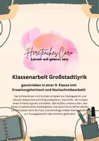 Vorschau - Arbeitsblätter - Klassenarbeit Großstadtlyrik Gedichtanalyse 9 - Deckblatt