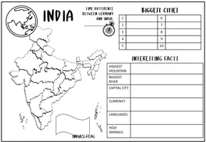 Vorschau - Arbeitsblätter - India / Map Karte - Deckblatt