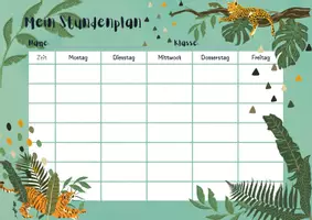 Vorschau - Arbeitsblätter - Stundenplan zum Thema Jungle - Tiger, Zebra, Affe,.. - Seite 1