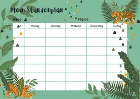 Vorschau - Arbeitsblätter - Stundenplan zum Thema Jungle - Tiger, Zebra, Affe,.. - Seite 2