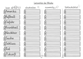 Vorschau - Arbeitsblätter - Lernwörter 4. Klasse (Grundwortschatz Zebra) - Seite 2