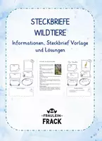 Vorschau - Arbeitsblätter - Steckbriefe Wildtiere - Vorlage, Informationstexte & Lösungen - Deckblatt