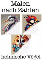 Vorschau - Mal- und Bastelvorlagen - Malen nach Zahlen Heimische Vögel (25 Malvorlagen) inkl. Stundenentwurf (PDF) - Deckblatt