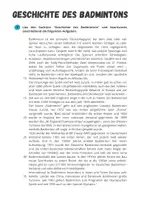 Vorschau - Arbeitsblätter - Badminton⎮Geschichte - Sachtext und Aufgaben inkl. Lösungen - Seite 1