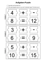 Vorschau - Arbeitsblätter - Addition & Subtraktion - Aufgabenpuzzle mit jeweils drei Zahlen - Seite 1