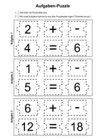 Vorschau - Arbeitsblätter - Addition & Subtraktion - Aufgabenpuzzle mit jeweils drei Zahlen - Seite 2
