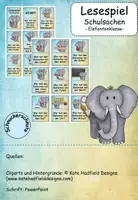 Vorschau - Spiele - Lesespiel Schulsachen Elefant - Klasse 2 - Deckblatt