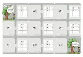 Vorschau - Spiele - Schriftliche Subtraktion, 6x Domino mit Selbstkontrolle, mehrfach differenziert, mit und ohne Überträge - Seite 2
