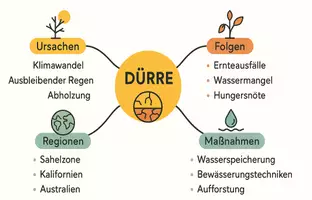 Vorschau - Arbeitsblätter - AB mit Fragen zum Thema "Dürre" + Lösungsblatt + Mindmap + Infografik - Seite 2