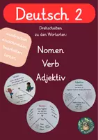Vorschau - Stationenlernen - Drehscheiben zu den Wortarten Nomen Verb Adjektiv - Deckblatt