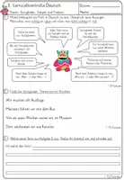 Vorschau - Arbeitsblätter - Lernzielkontrolle Satzglieder Subjekt Prädikat - Deckblatt