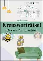 Vorschau - Arbeitsblätter - Quiz Rooms and Furniture | 3 Crosswords - Deckblatt