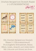 Vorschau - Stundenentwürfe - Drachen Escaperoom Deutsch Klasse 2-3 Stundenentwurf - Deckblatt