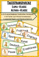 Vorschau - Bildkarten - Tagestransparenz Stundenplan Lamaklasse / Alpakaklasse in sechs verschiedenen Farbe/Versionenn - Deckblatt