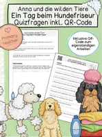 Vorschau - Arbeitsblätter - Anna und die wilden Tiere - Ein Tag beim Hundefriseur - Quizfragen inkl. QR-Code - Deckblatt