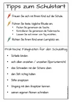 Vorschau - Arbeitsblätter - Einschulung Tipps zum Schulstart für die Eltern KLASSE 1 - Seite 1