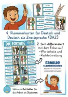Aperçu - Cartes d'exercices - Allemand Deutsch Klammerkarten Familie gratuit - Page 1