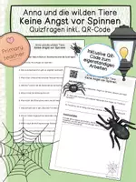 Vorschau - Arbeitsblätter - Anna und die wilden Tiere - Keine Angst vor Spinnen - Quizfragen inkl. QR-Code - Deckblatt