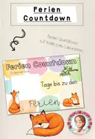 Vorschau - Poster - Sommerferien Countdown Grundschule | Klassentier Fuchs / Fuchsklasse - Deckblatt