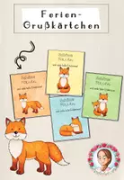 Vorschau - Mal- und Bastelvorlagen - Feriengruß Sommerferien Grundschule | Klassentier Fuchs / Fuchsklasse - Deckblatt