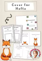 Vorschau - Mal- und Bastelvorlagen - Deckblätter für Hefte Grundschule | Klassentier Fuchs / Fuchsklasse - Deckblatt