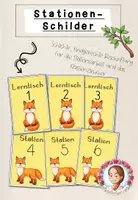 Vorschau - Bildkarten - Stationsschilder Grundschule | Klassentier Fuchs / Fuchsklasse - Deckblatt
