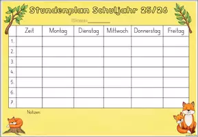 Vorschau - Poster - Stundenplan Grundschule | Klassentier Fuchs / Fuchsklasse - Seite 3