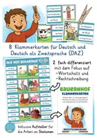 Vista previa - Unidades / Secuencias / Situaciones de Aprendizaje - BAUERNHOF Tiere Deutsch Alemán Klammerkarten - página 1
