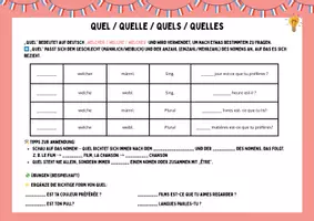 Vorschau - Arbeitsblätter - Merkblatt: quel quelle quels quelles - Seite 1
