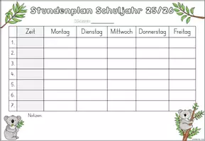 Vorschau - Poster - Stundenplan Grundschule | Klassentier Koala / Koalaklasse - Seite 3