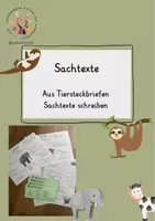 Vorschau - Arbeitsblätter - Sachtext - aus Tiersteckbriefen Sachtexte verfassen - Deckblatt