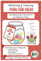 Vorschau - Mal- und Bastelvorlagen - Muttertag und Vatertag: Post für dich! Ein nettes Glas voller kleiner Gutscheine - Deckblatt