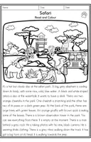 Vorschau - Arbeitsblätter - Safari - Read and Colour - Seite 1
