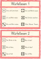 Vorschau - Aufgabenkarten - Würfellesen Niveau 2 (Klasse 1/2) (geeignet für Lesestationen) - Seite 1