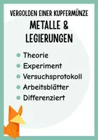 Vorschau - Unterrichtsreihen - Vergolden einer Kupfermünze - Metalle - Legierungen - Chemische Reaktionen Theorie, Versuchsprotokoll, Arbeitsblätter, Differenziert - Deckblatt