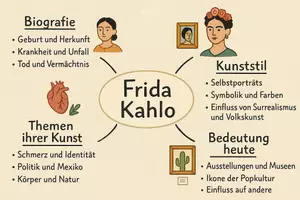 Vorschau - Arbeitsblätter - AB mit Fragen zum Thema "Frida Kahlo" + Lösungsblatt + Mindmap + Infografik - Seite 1