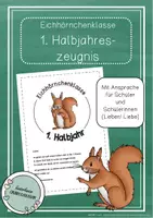 Vorschau - Anderer Materialtyp - Eichhörnchenklasse - 1. Halbjahreszeugnis in der 1. Klasse - Deckblatt