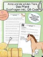 Vorschau - Arbeitsblätter - Anna und die Haustiere - Das Pferd - Quizfragen inkl. QR-Code - Deckblatt