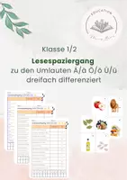 Vorschau - Arbeitsblätter - Lesespaziergang Umlaute ä/ü/ö - Deckblatt