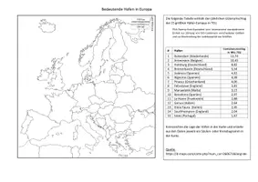 Vorschau - Arbeitsblätter - Nordseehäfen und Häfen Europas - Stumme Karten - Nordrange - Seite 1