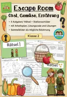 Vorschau - Arbeitsblätter - Escape Room - Obst, Gemüse und gesunde Ernährung (Klasse 2) #schulstartbyextraklasse - Deckblatt