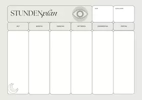 Vorschau - Mal- und Bastelvorlagen - Beige Schwarz Minimalistisch Einfach Schule Tabelle Stundenplan A4 - Deckblatt