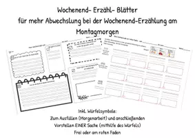 Vorschau - Arbeitsblätter - Wochenende-Erzähl-ABs (roter Faden und frei, inkl. Würfelzahlen) - Deckblatt