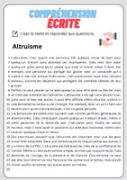 Aperçu - Feuilles d'exercices - Compréhension écrite – Altruisme + corrigés - Page 1