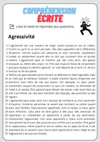 Aperçu - Feuilles d'exercices - Compréhension écrite – Agressivité + corrigés - Page 1