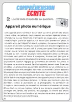 Aperçu - Feuilles d'exercices - Compréhension écrite – Appareil photo numérique + corrigés - Page 1