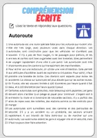 Aperçu - Feuilles d'exercices - Compréhension écrite – Autoroute + corrigés - Page 1